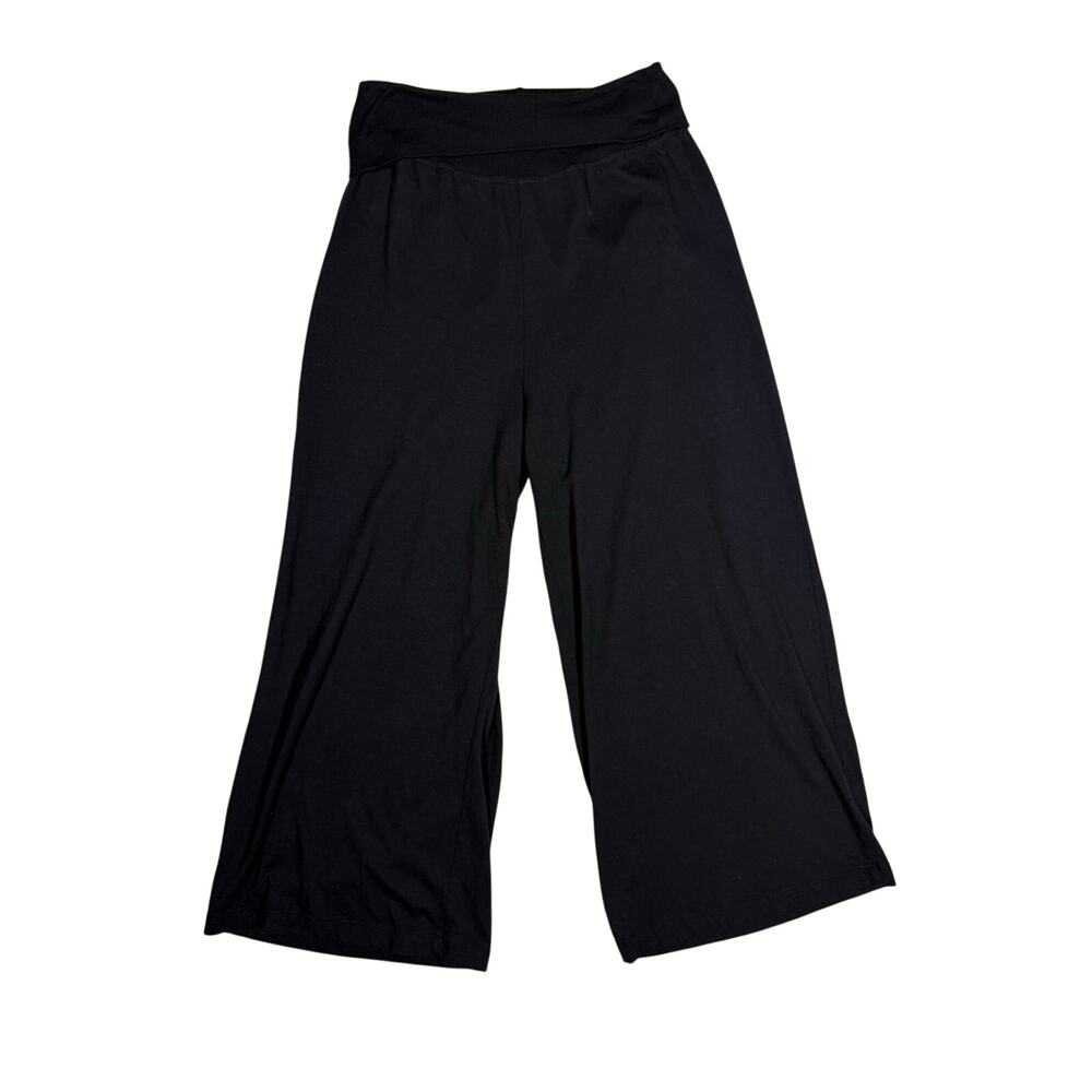 Michael Stars Pants Women's Large Wide Leg Black Crop Fold Over High Waisted
